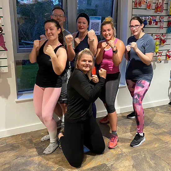 Laura leads workouts at Woodward